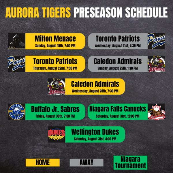 Aurora Tigers Preseason Schedule Released